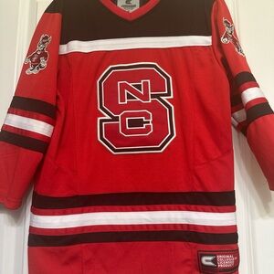 Colosseum Red and Black NC State Hockey Jersey- Youth Small